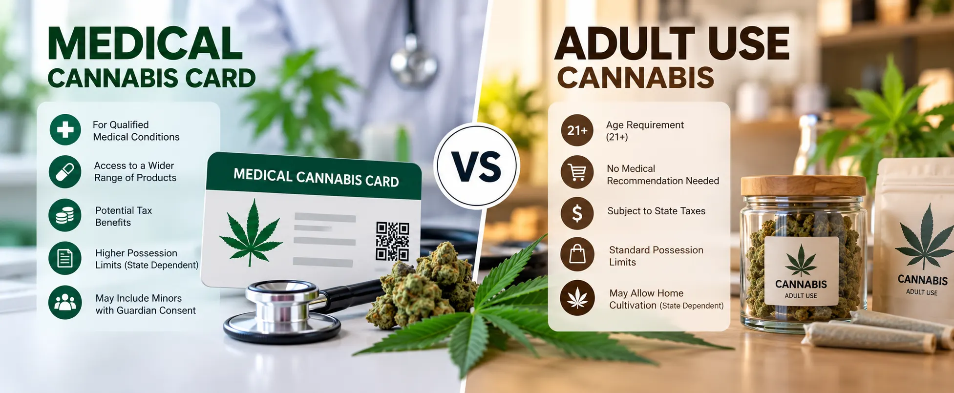 Medical Cannabis Card Versus Adult Use: Understanding the Differences